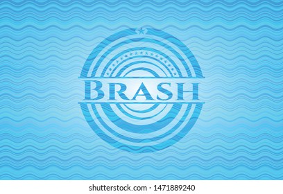 Brash light blue water wave badge background. Vector Illustration. Detailed.