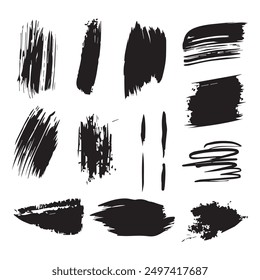 Brash stroke black color design Painted illustration.
