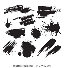 Brash stroke black color design Painted illustration.