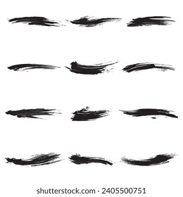 Brash stroke set black color design Painted illustration.