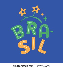 Brasil. Brazil in brazilian portuguese. Modern hand Lettering. vector.