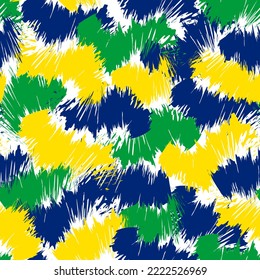 BRASIL CAMOUFLAGE PATTERN.BRAZIL VEKTORKAMPFLAGE IN GELB, GRÜN UND BLAU. FARBVERLAUF-, PAPIER- ODER DIGITALBENUTZUNGEN MIT SCHNITTSTELLE, SCHEINLICHEM OBERFLÄCHENPATTERN.