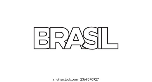 Brasil emblem for print and web. Design features geometric style, vector illustration with bold typography in modern font. Graphic slogan lettering isolated on white background.