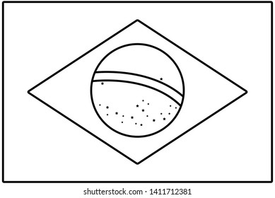 brasil flag flat isolated vector in black and white