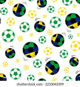 BRASIL FOOTBALL BALL SURFACE PATTERN DESIGN WITH WHITE BACKGROUND