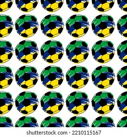 BRASIL FOOTBALL BALL SURFACE PATTERN DESIGN MIT WEISSEM HINTERGRUND. VEKTORSEAMLESS-PATTER