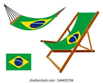 brasil hammock and deck chair set against white background, abstract vector art illustration
