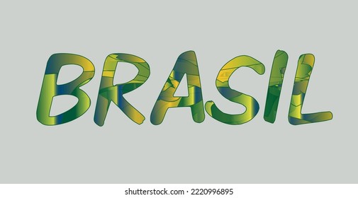 Brasil hand lettering. Brazil in portuguese. Name of country. Hand drawn lettering background