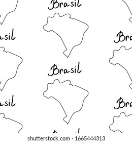 Brasil icons seamless pattern. Sketch vector illustration, doodle elements, Isolated Brasil national elements, Travel to Brasil pattern for cards and web pages