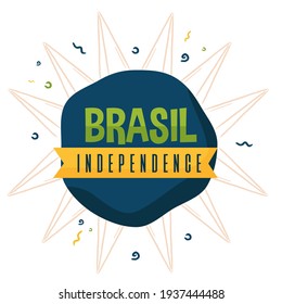 Brasil-Unabhängigkeitslogo, weißer Hintergrund, Tribal-Symbol - Vektorgrafik