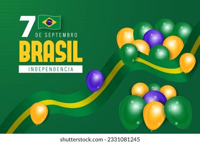 Brasil Independencia Day September 7th with balloons and flag ribbon illustration