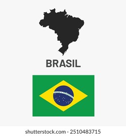 Brasil map and flag illustration