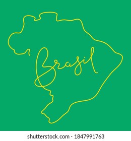 Brasil Map Lines In Green Background