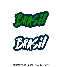 Brasil modern brush lettering text. Vector illustration logo for print and advertising