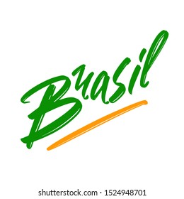 Brasil modern brush lettering text. Vector illustration logo for print and advertising