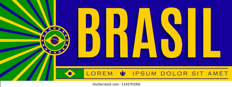 Brasil patriotic banner design, typographic vector illustration, brazilian flag colors