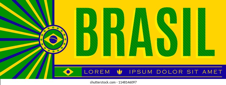 Brasil patriotic banner design, typographic vector illustration, brazilian flag colors