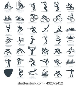 Brasil Summer Games Sport Icon Pictograms. Summer Games Brazil Pictograms Icons Vector Illustration