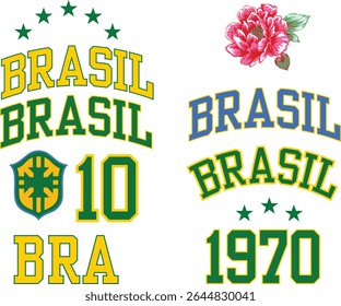 Brasil Vector Illustration Pack – Yellow Green Brazilian Graphics Typography

