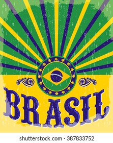 Brasil vintage patriotic poster - card vector design, brazilian holiday decoration