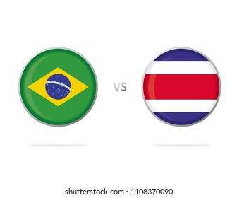 Brasil Vs Costa Rica Brazilian Flag Stock Vector (Royalty Free