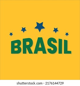 brasil written with stars in green and yellow colors