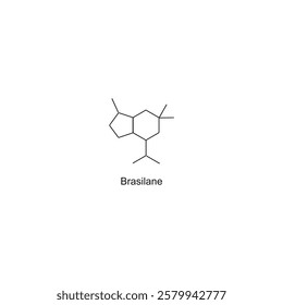 Brasilane skeletal structure.Sesquiterpene compound schematic illustration. Simple diagram, chemical structure.