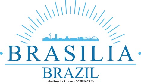 Brasilia Brazil. Banner Design. City Skyline. Silhouette Vector. Famous Monuments.