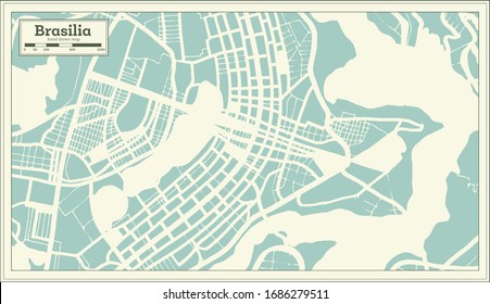 Brasilia Brasilien Stadtplan in Retro-Stil. Übersicht. Vektorillustration Illustration.