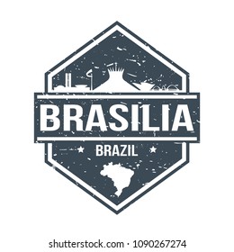 Brasilia Brazil Travel Stamp Icon Skyline City Design Tourism Seal Vector.