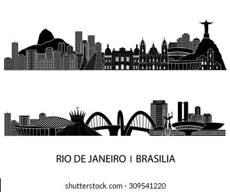 Brasilia detalla los horizontes.  ilustración vectorial