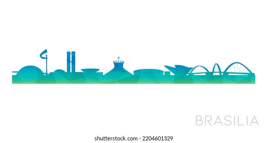 Brasilia, Federal District, Brazil Low Poly Skyline Clip Art City Design. Geometric Polygon Graphic Horizon Icon. Vector Illustration Symbol.