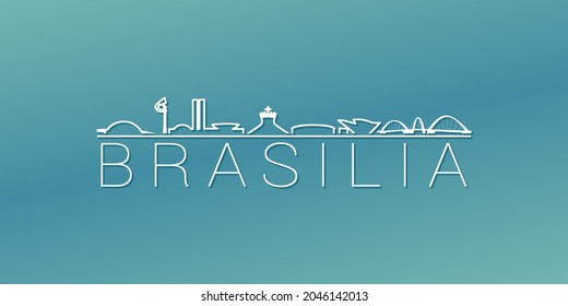 Brasília - Brasilia, Bundesbezirk, Brasilien Skyline Linear Design. Flache City Illustration Minimal Clip Art. Hintergrund Gradient Travel Vektor Symbol.