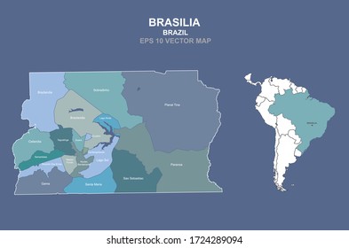 Brasilia map. vector map of brasilia in brazil. brazil city map. 