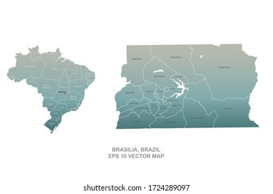 Brasilia map. vector map of brasilia in brazil. brazil city map. 