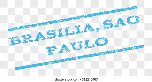 Brasilia, Sao Paulo watermark stamp. Text caption between parallel lines with grunge design style. Rubber seal stamp with dirty texture.