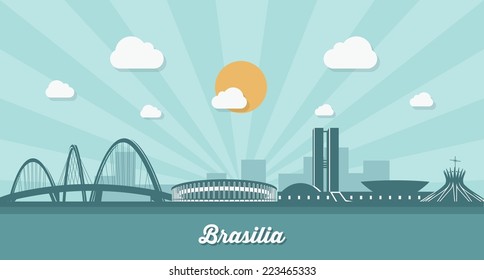 Brasilia skyline -  flat design - vector illustration