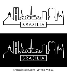 Brasilia skyline. Linear style. Single line. Editable vector file.