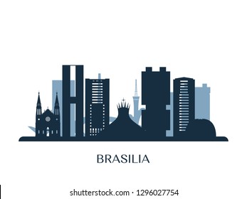 Brasilia skyline, monochrome silhouette. Vector illustration.