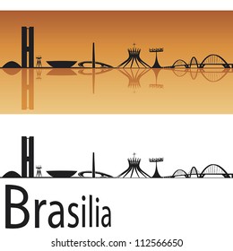 Brasilia skyline in orange background in editable vector file