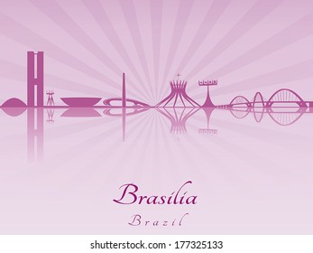 Brasilia skyline in purple radiant orchid in editable vector file