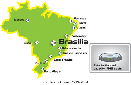 Brasilia stadium with map location