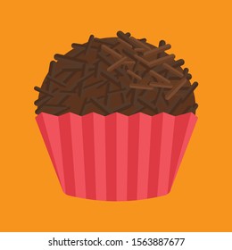 Brasilian Brigadier Candy. Vector candy illustration for brazilian food. Brigadeiro