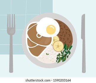 Brasilian dish virado a paulista illustration