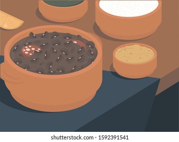 Brasilian traditional dish feijoada illustration