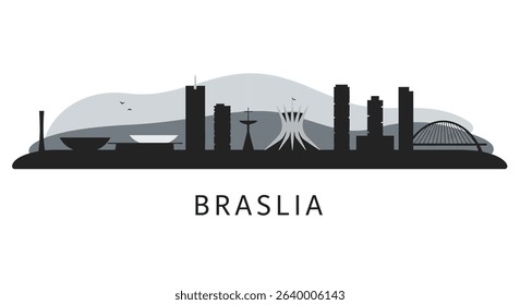 Braslia Skyline with Brazil Cityscape, and Vector Illustration.