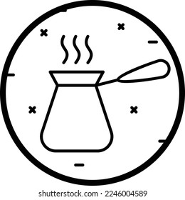 brass or copper cezve concept, delightful Turkish coffee Brewer pot vector line icon design, Republic of Turkiye symbol, Turkey culture sign, Turkish traditions Elements stock illustration