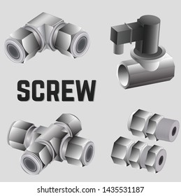 brass fittings and screw vector 
