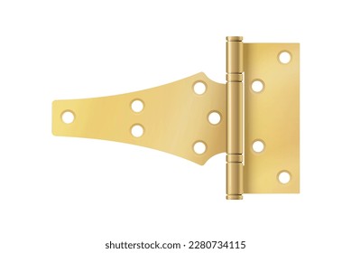 Brass gold Door Hinge. Door hinge bronze. tools for joint gates and windows. vector