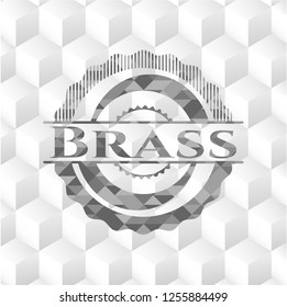 Brass grey emblem with cube white background